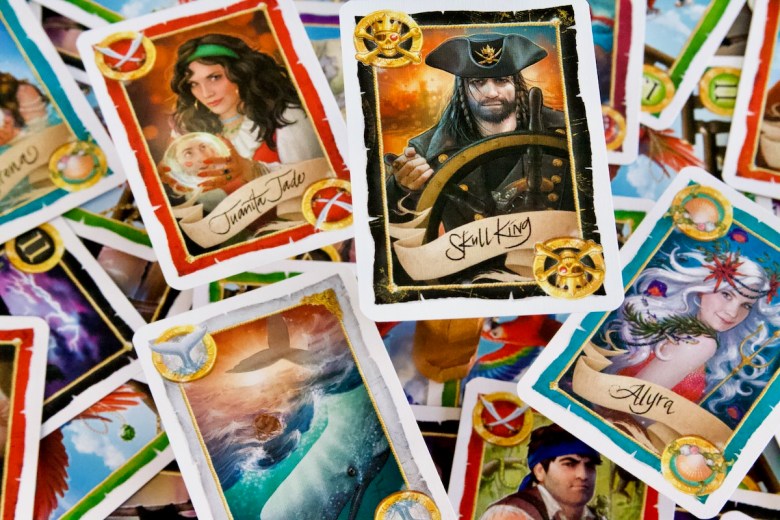 Trick taking at its finest with the white whale, the kraken, mermaids, pirates, and more all featured in this card game. Skull King by Grandpa Beck's Games