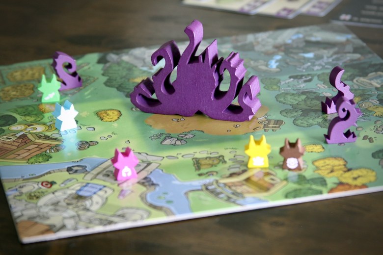 The guardian Tanthos prepares to battle the Foxen Heroes in Skulk Hollow by Pencil First Games