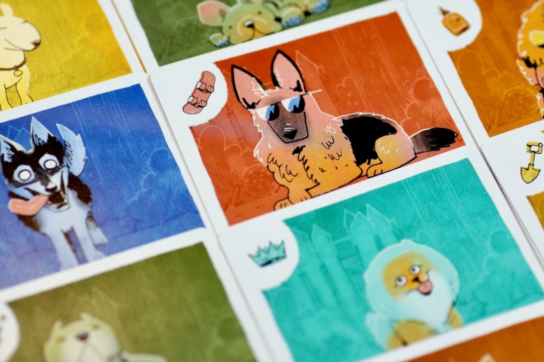 German Shepherd, Husky, Pomeranian and other dog cards in the Cats & Dogs expansion for Fort by Leder Games