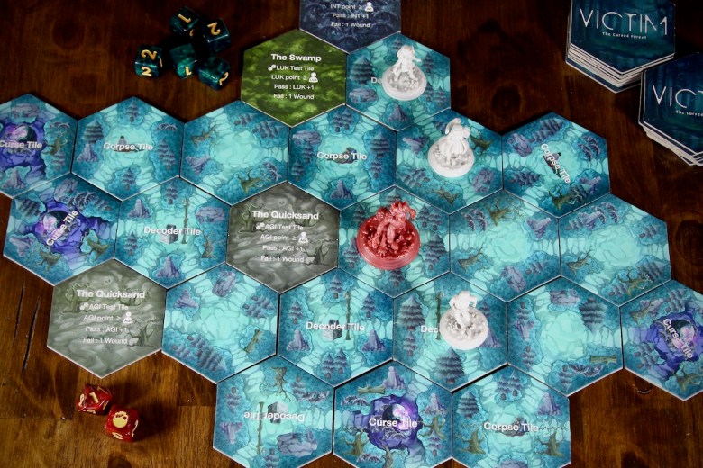 Modular tile board reveals itself during gameplay in Victim the Cursed Forest by Hexa House