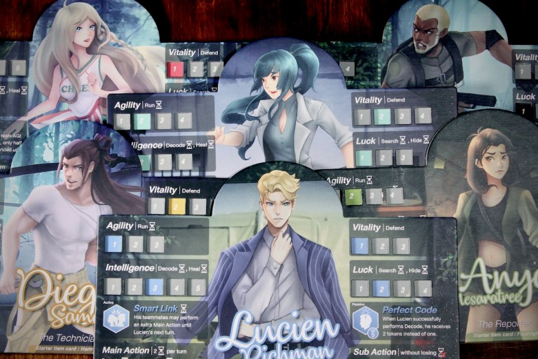 An example of the anime style cartoon artwork featured in the board game Victim the Cursed Forest
