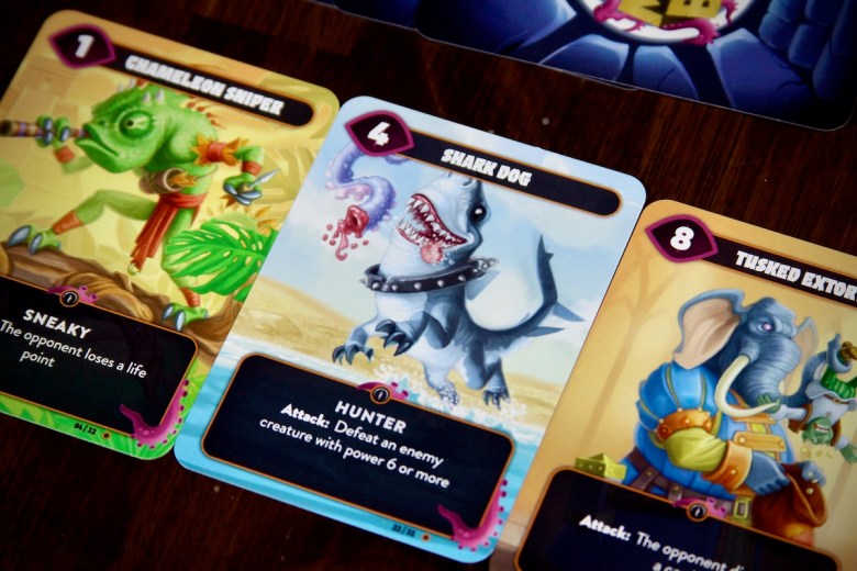 Hunter card in Mindbug: First Contact Featuring a Sharkdog