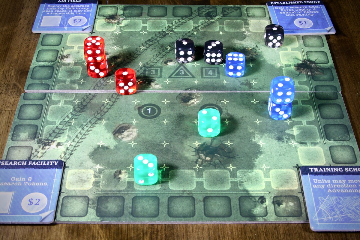 Dice Command Board Game 3 or 4 player free-for-all setup