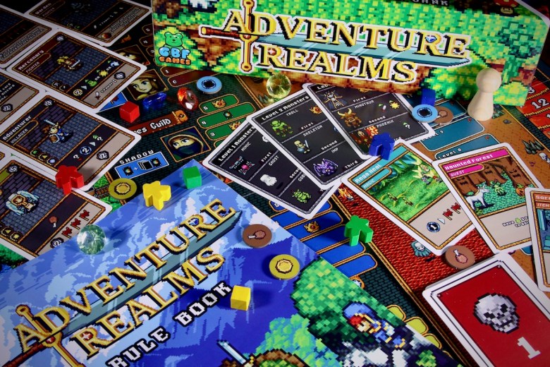 Adventure Realms 16 bit style board game components