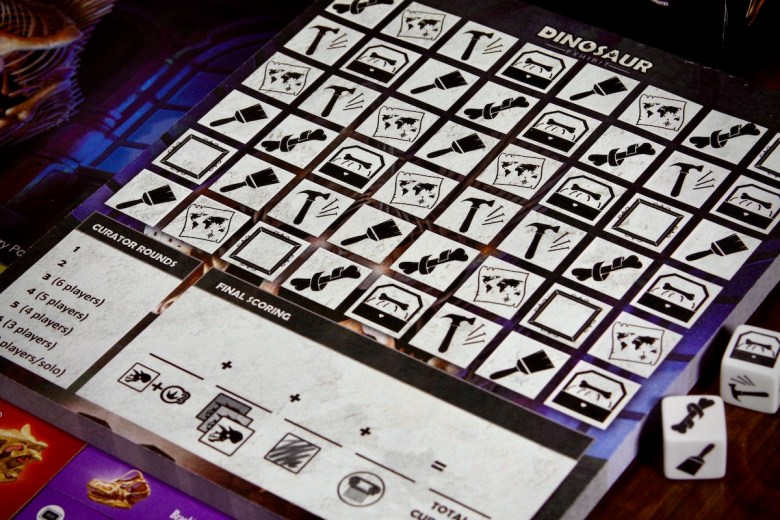 Dinosaur Exhibit museum map for roll and write game