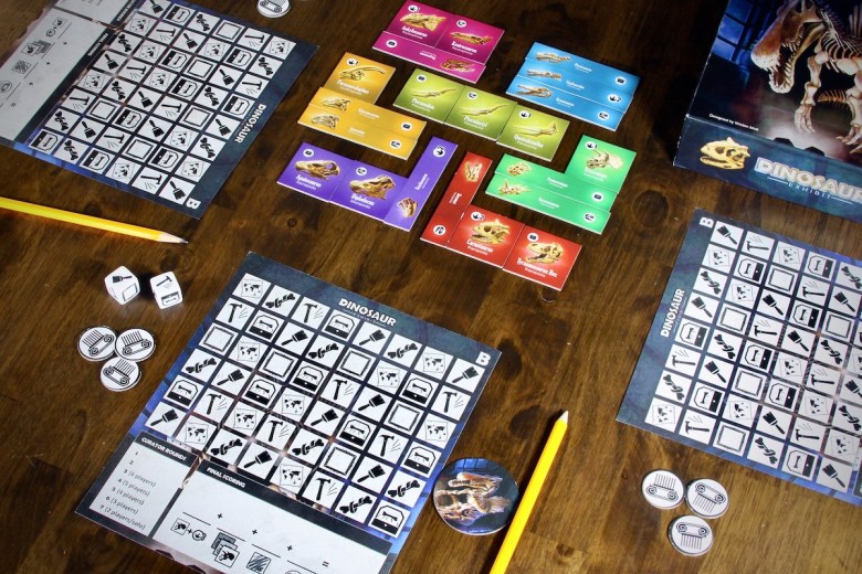 Dinosaur Exhibit game setup for 3 players