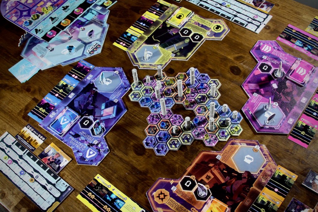 Cytress cyberpunk board game setup