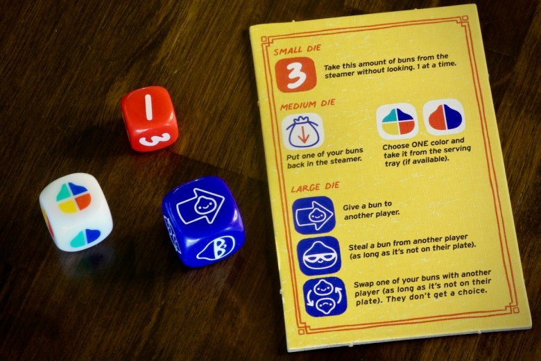 Nice Buns Dice with the player aid