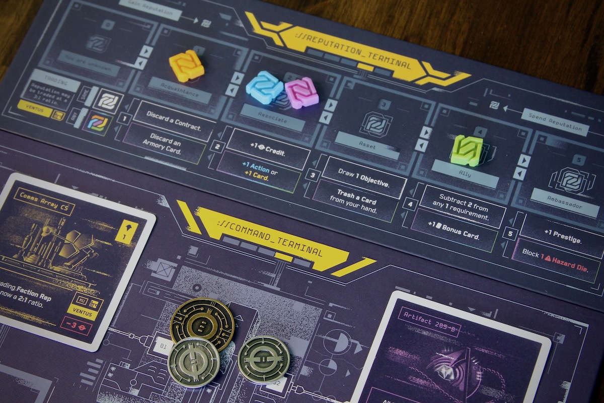 The new Reputation terminal alonside the Command terminal in Moonrakers: Binding Ties